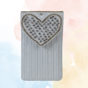 Angel Embroidered Mobile Pouch White