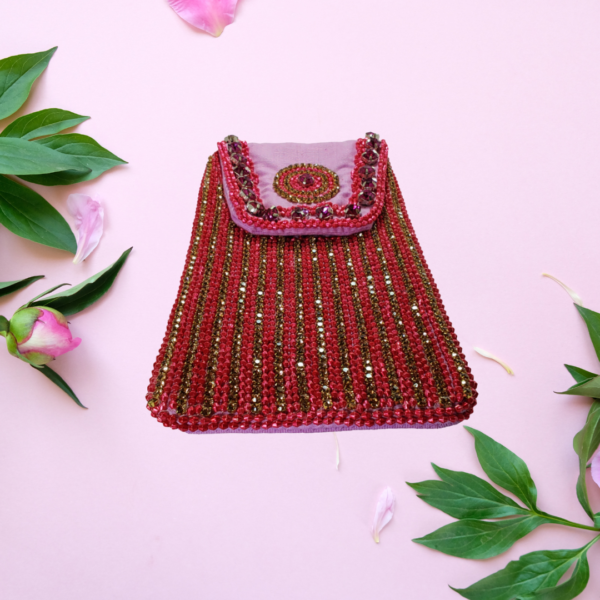 Aura Embellished Kaarnis Mobile Pouch Magenta - Image 2