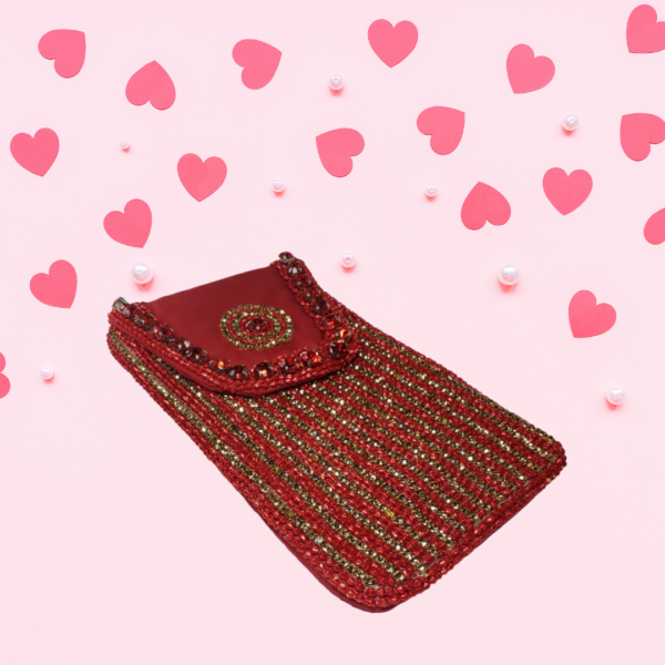 Aura Embellished Kaarnis Mobile Pouch Red - Image 6