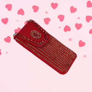 Aura Embellished Kaarnis Mobile Pouch Red