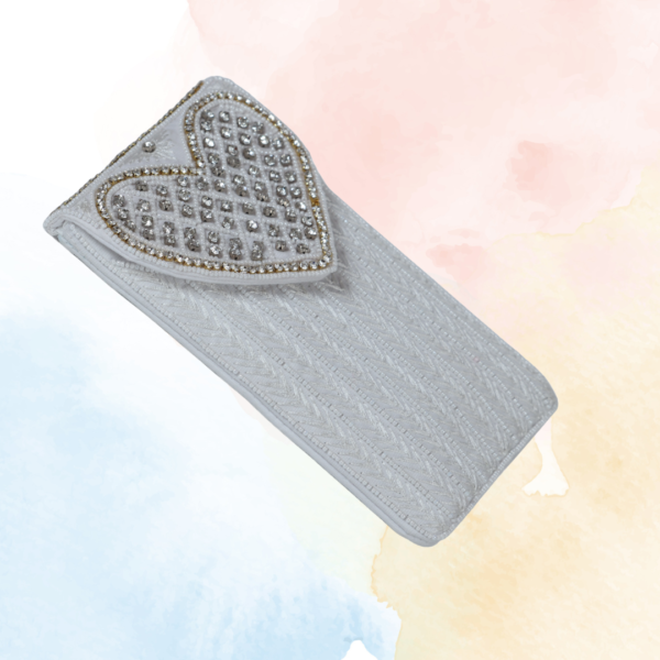 Angel Embroidered Mobile Pouch White