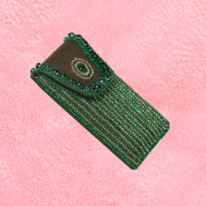 Aura Embellished Kaarnis Mobile Pouch Teal Green