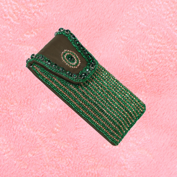 Aura Embellished Kaarnis Mobile Pouch Teal Green