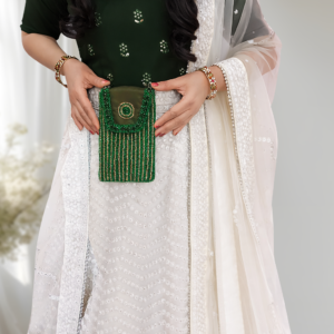 Aura Embellished Kaarnis Mobile Pouch Green