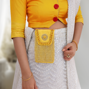 Aura Embellished Kaarnis Mobile Pouch Yellow