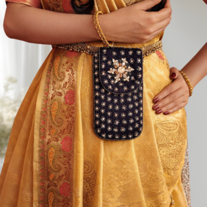 Bloom Embellished Bead Mobile Pouch Black