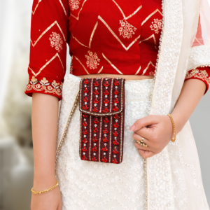 Elegance Ornament Mobile Pouch Maroon