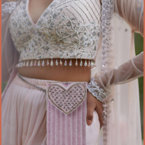 Angel Embroidered Mobile Pouch Light Pink